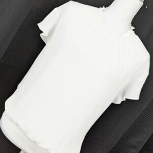 NWT@$39! EXPRESS! RUCHED BACK WAIST & NECK, SHEER WHITE CHIFFON BLOUSE! SZ XL